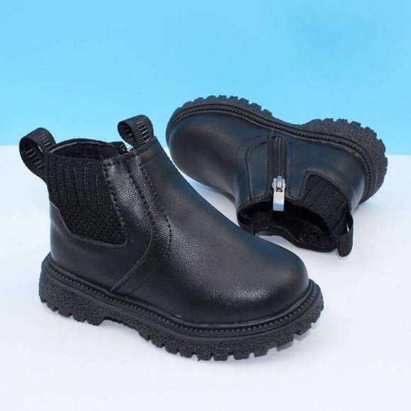 Shein Toddler Girls Autumn Black Zipper Motorcycle style Chelsea Boots Fall Sz 7 - Picture 1 of 7